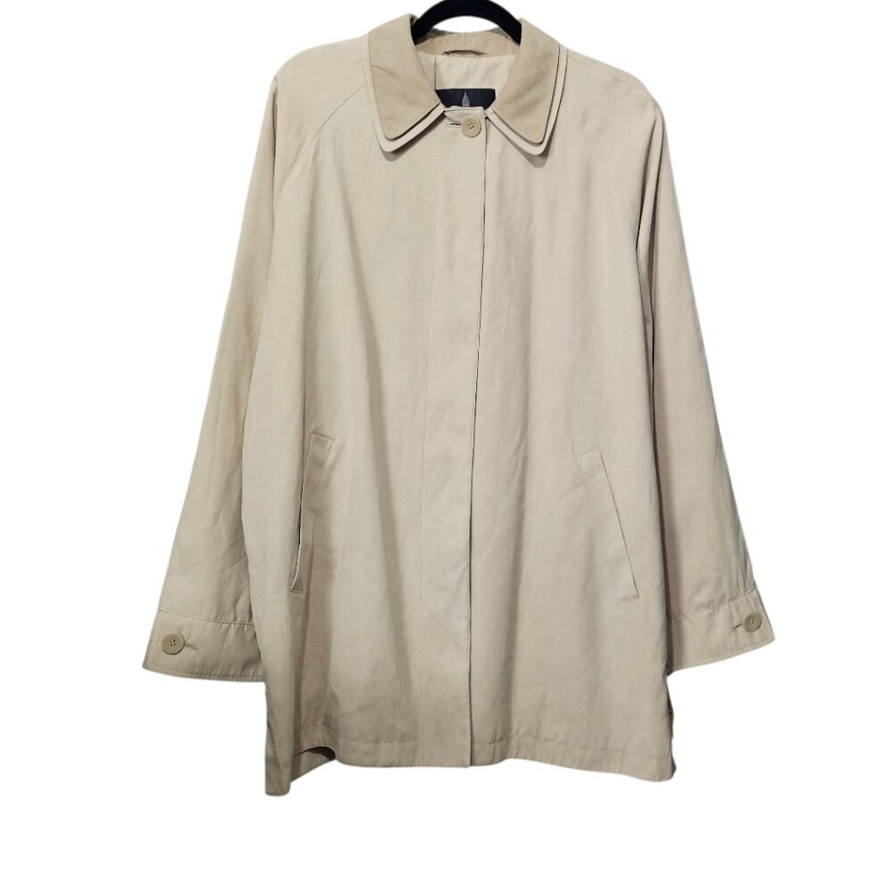London Fog New Sueded Microfiber Vintage Water Resistant Tan Trench Coat